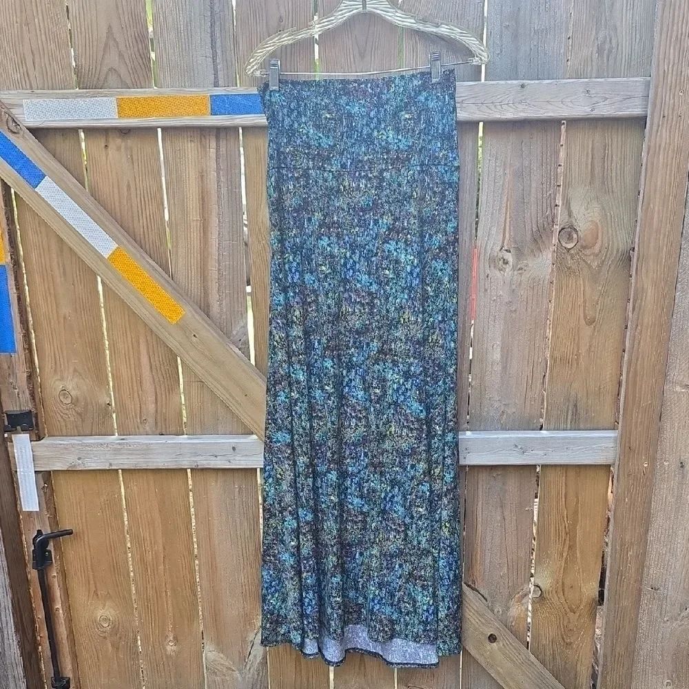 LuLaRoe Blue and Green Patterned Maxi Skirt
